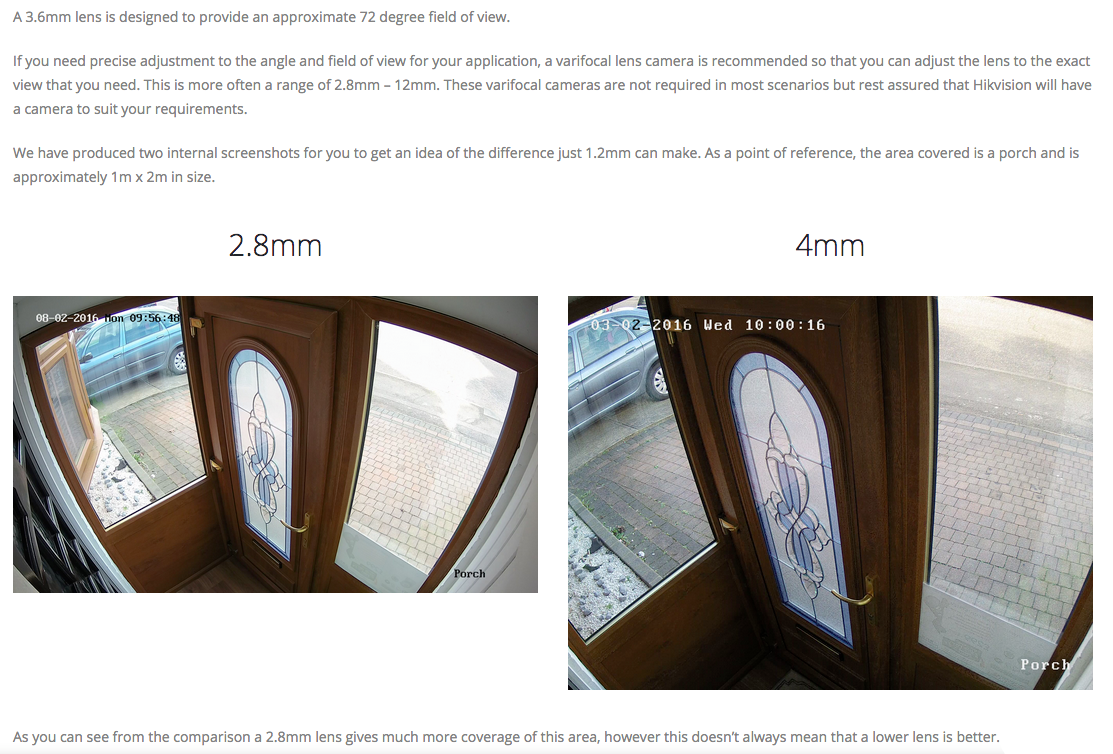 Hikvision bullet lens comparison